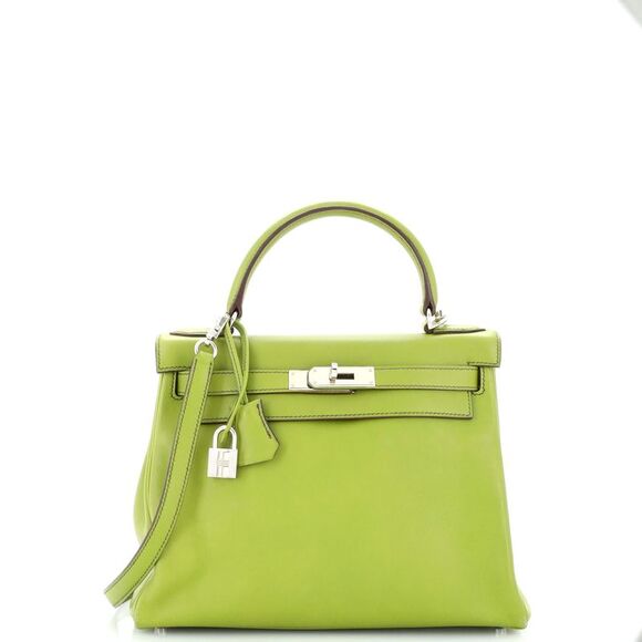 Hermes Kelly Handbag Vert Anis Swift with Palladium Hardware 28 Green - Picture 1 of 11